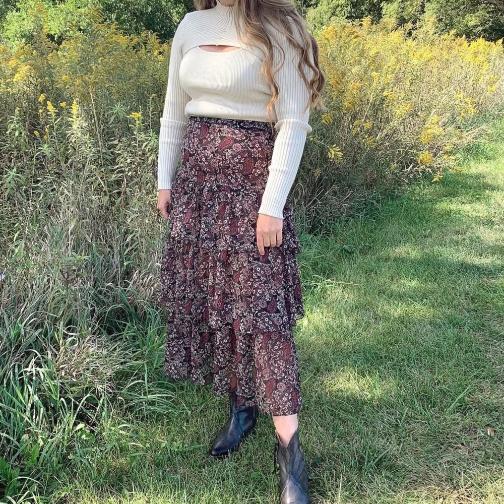 Paisley Tiered Maxi Skirt